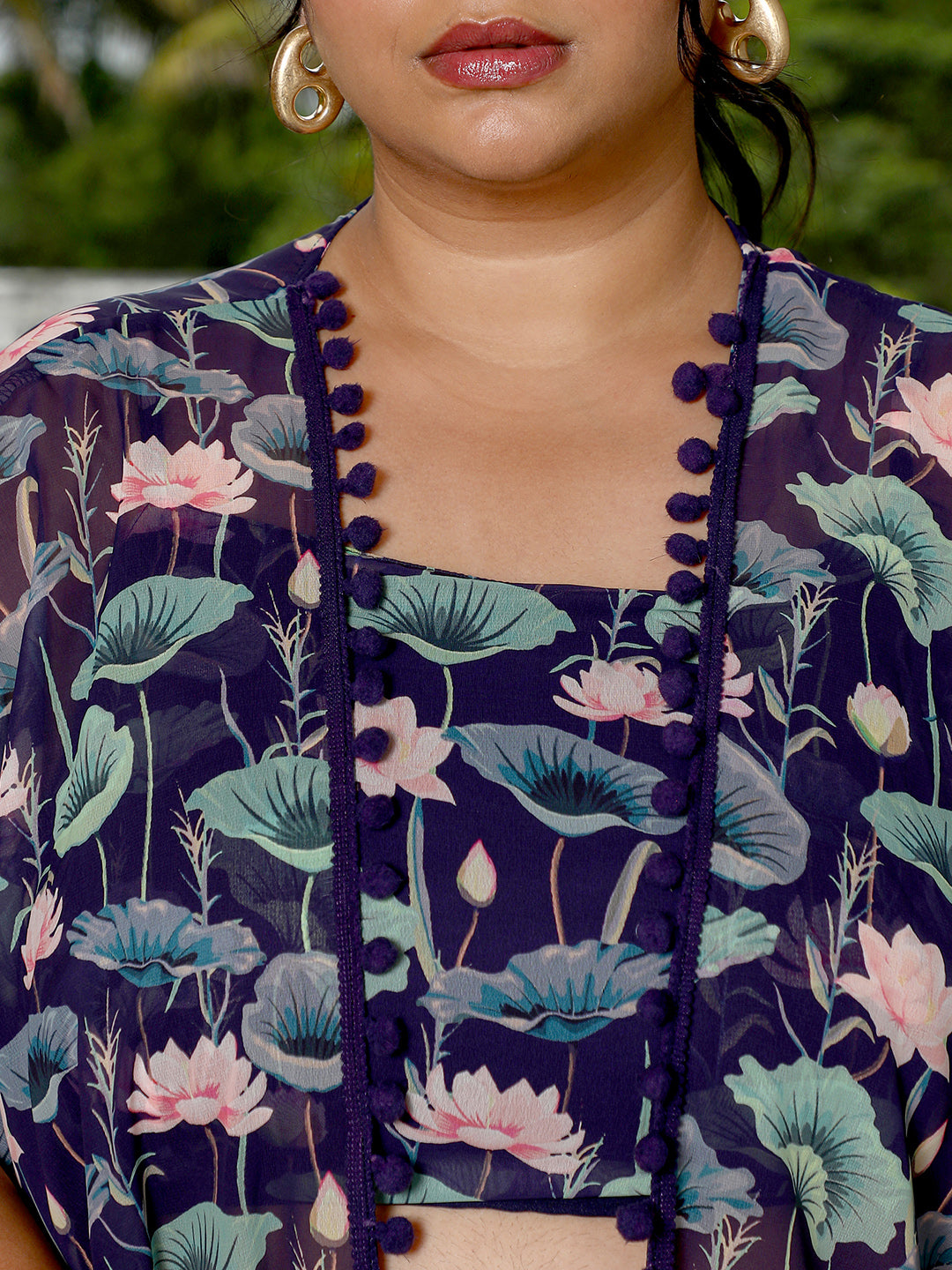 Flora-Imprint Draped Co-Ord Set