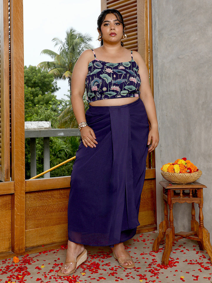 Flora-Imprint Draped Co-Ord Set