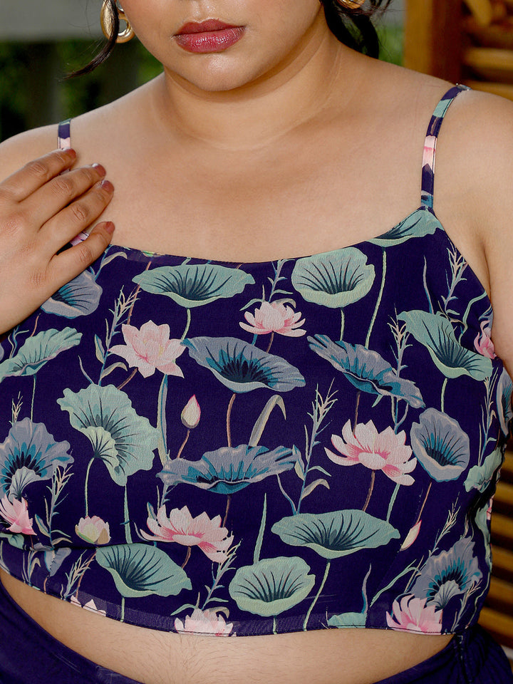 Flora-Imprint Draped Co-Ord Set