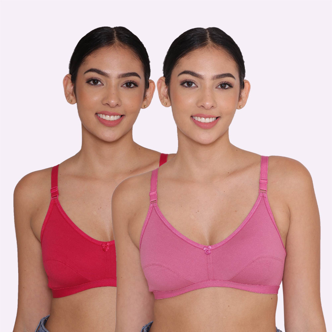 Women's Non Padded Non-Wired Regular Bra-Paris Combo of 2