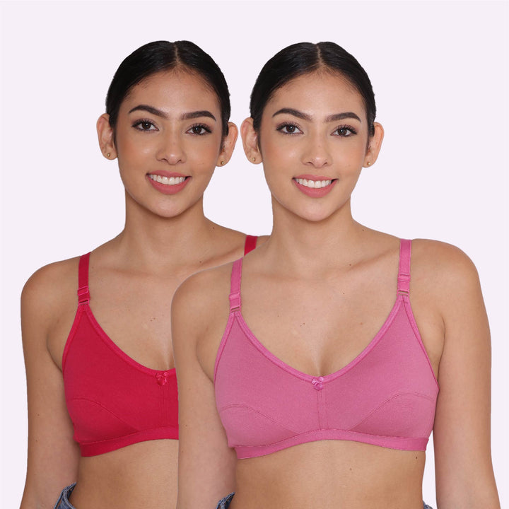 Women's Non Padded Non-Wired Regular Bra-Paris Combo of 2