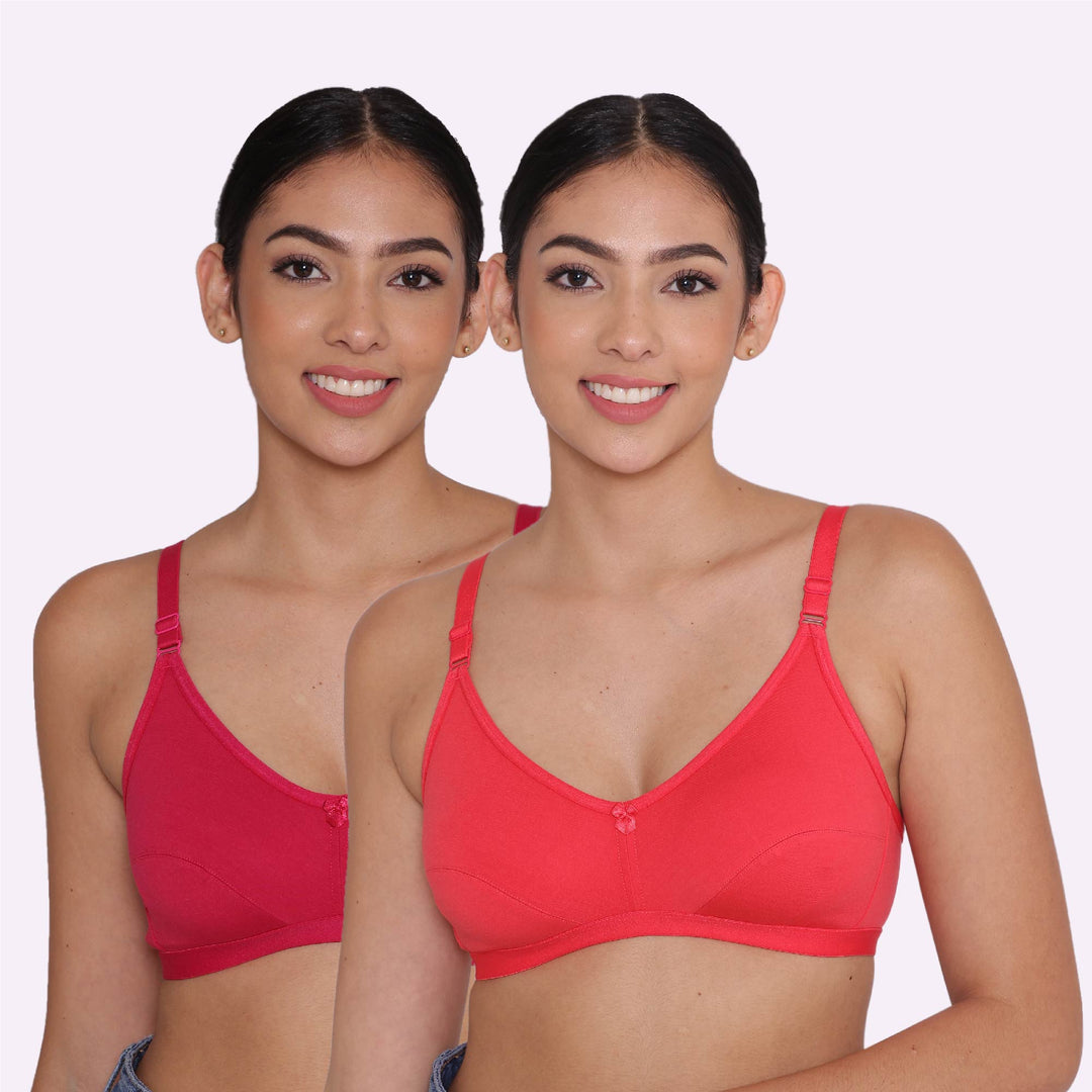 Women's Non Padded Non-Wired Regular Bra-Paris Combo of 2