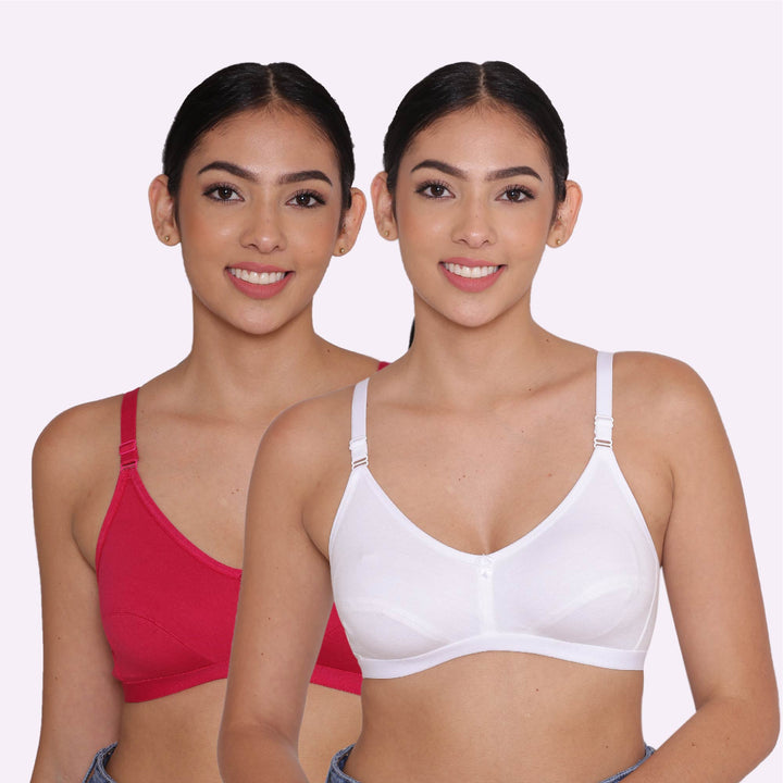 Women's Non Padded Non-Wired Regular Bra-Paris Combo of 2