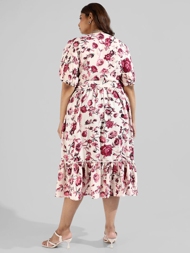 Floral Design, Button Stylish Casual Dresses