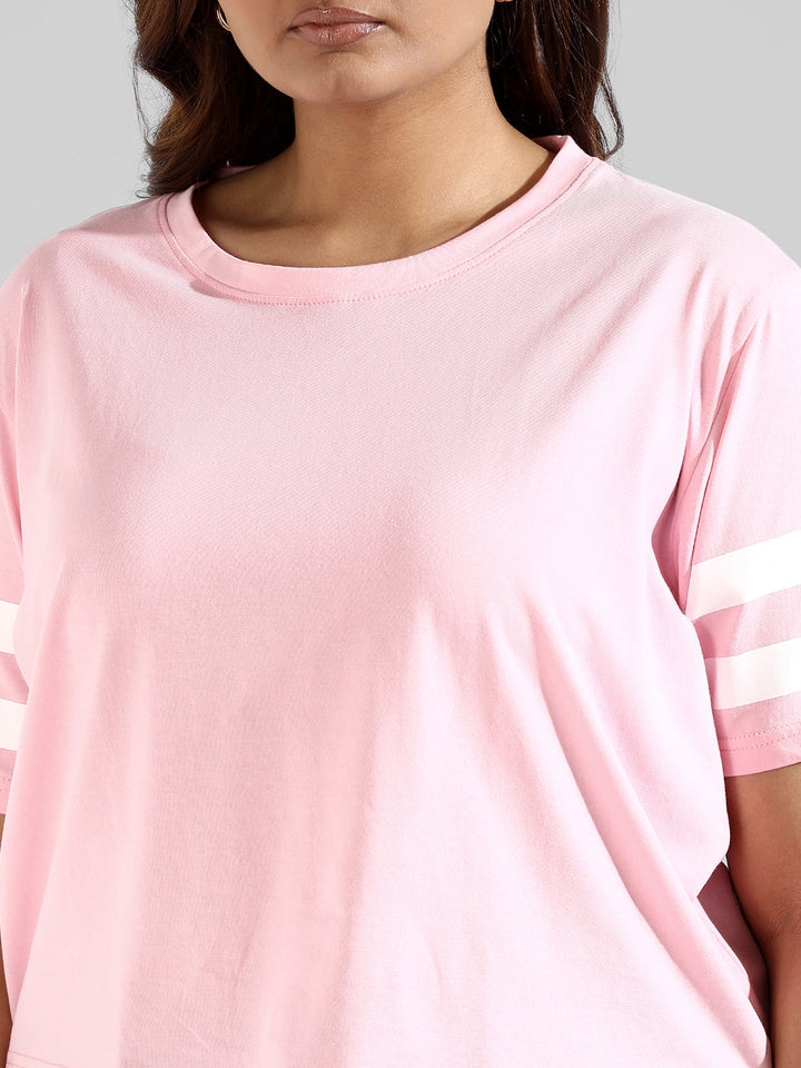 Solid Stylish Shorts Sleeve Round Neck Top