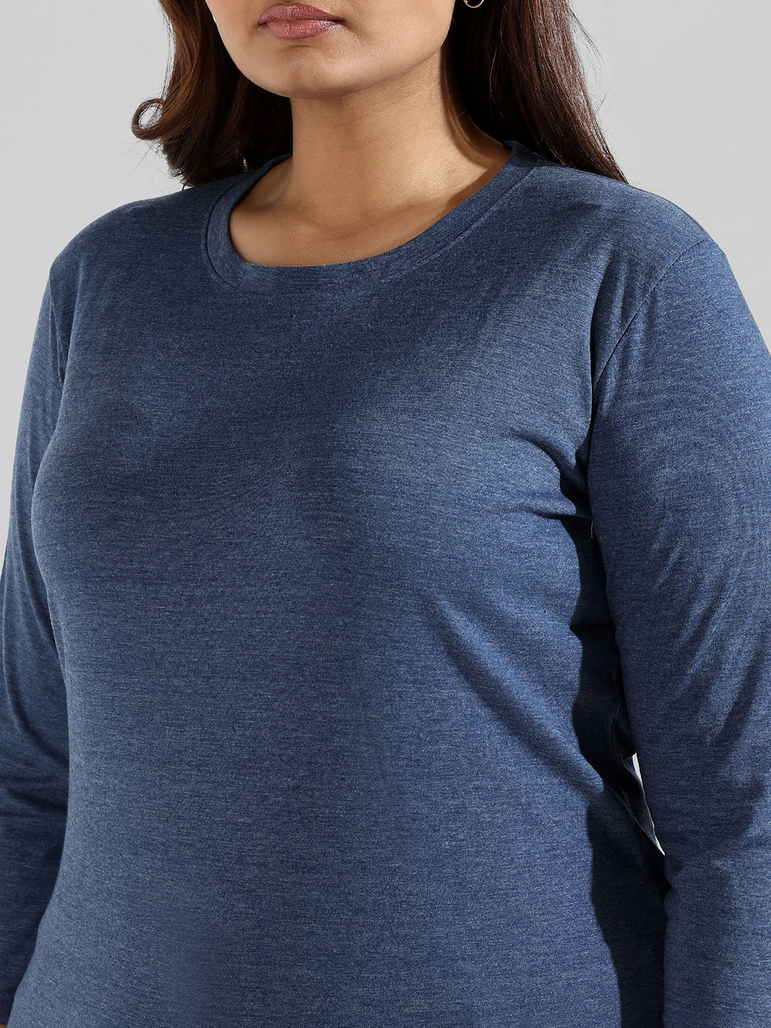 Solid Stylish Quarter Sleeve Round Neck Top