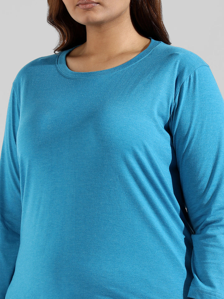 Solid Stylish Quarter Sleeve Round Neck Top