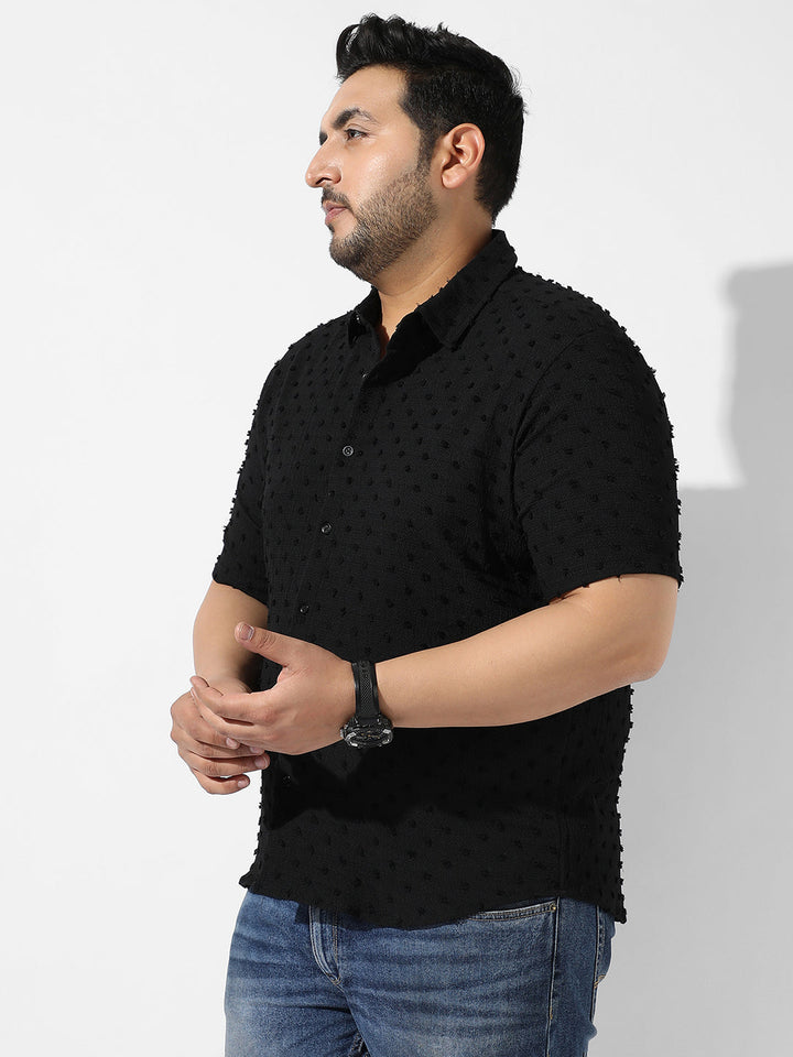 Black Textured Casual Shirt