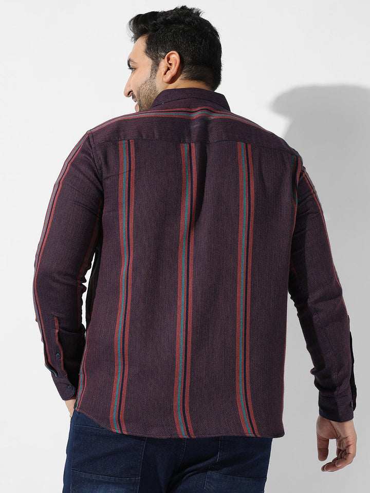 Maroon Striped Casual Shirt