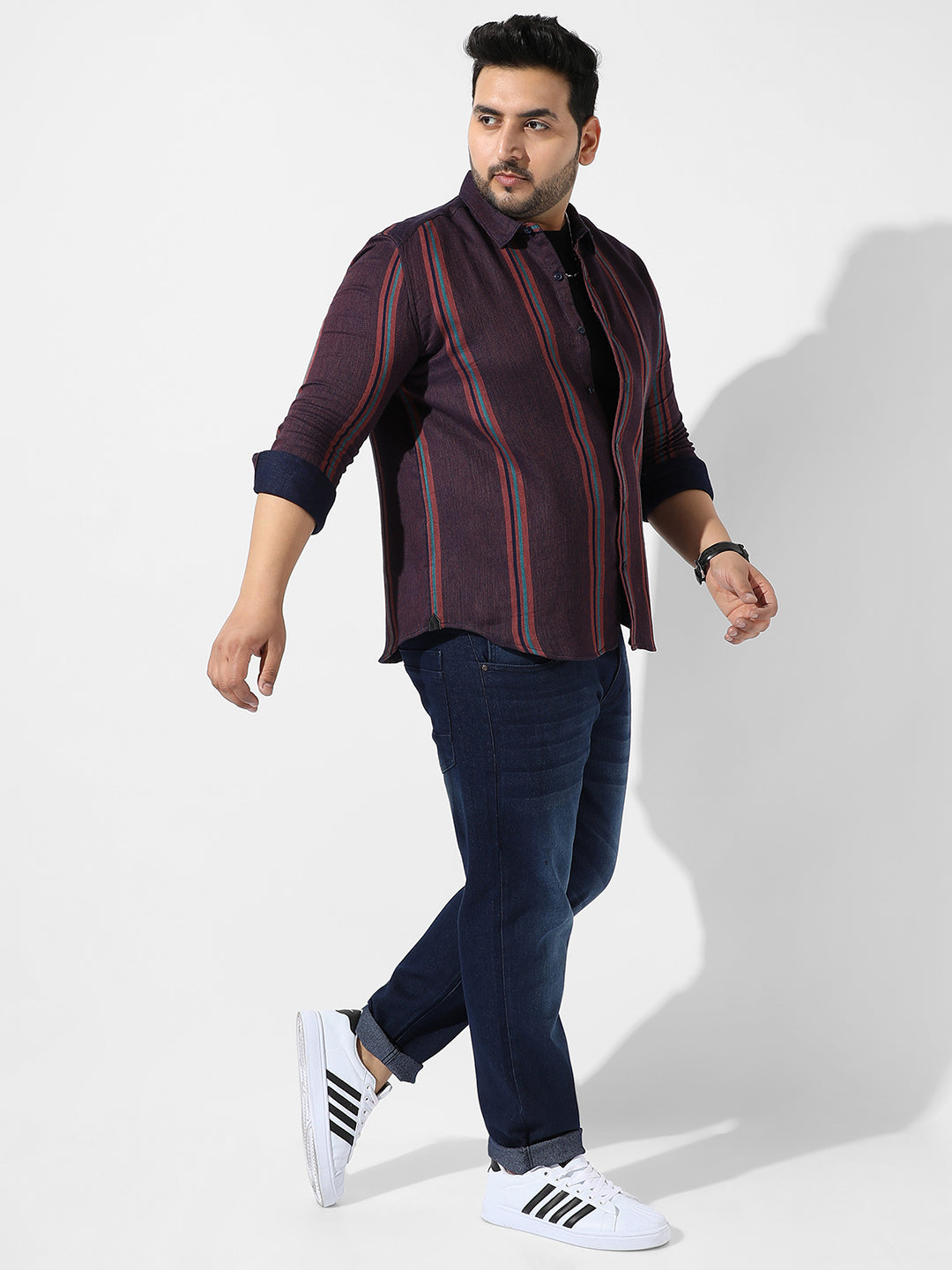 Maroon Striped Casual Shirt