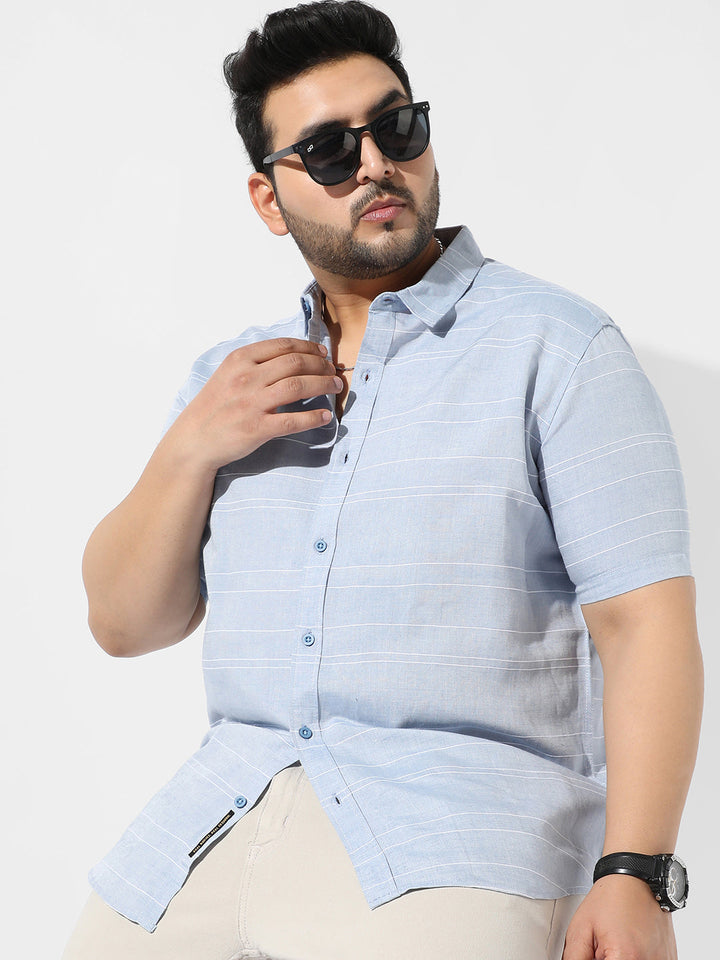 Light Blue Striped Casual Shirt