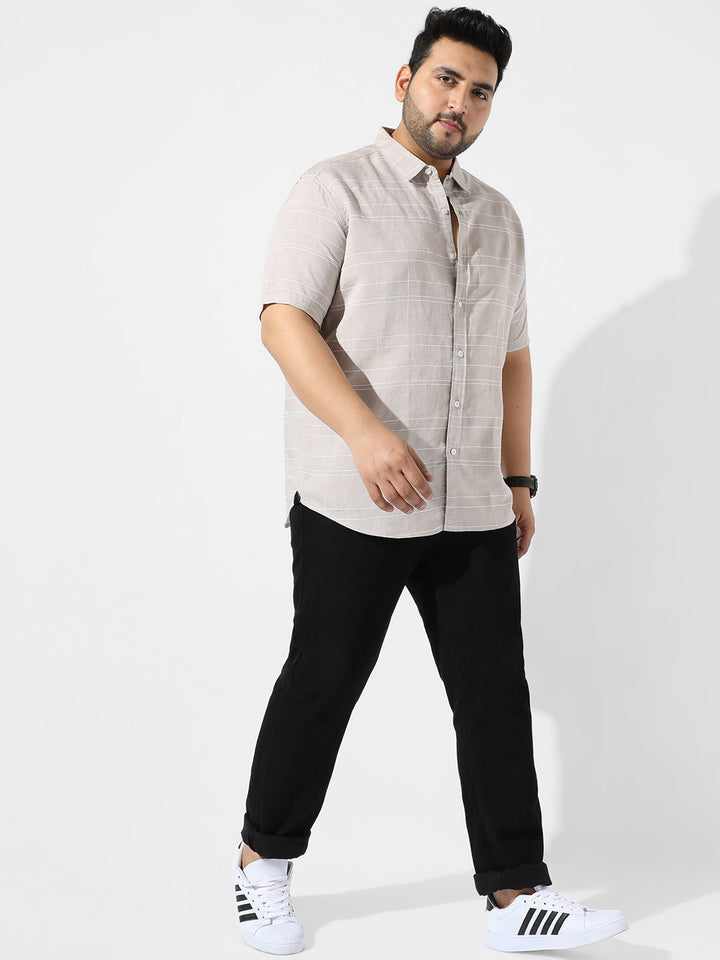 Light Grey Striped Casual Shirt