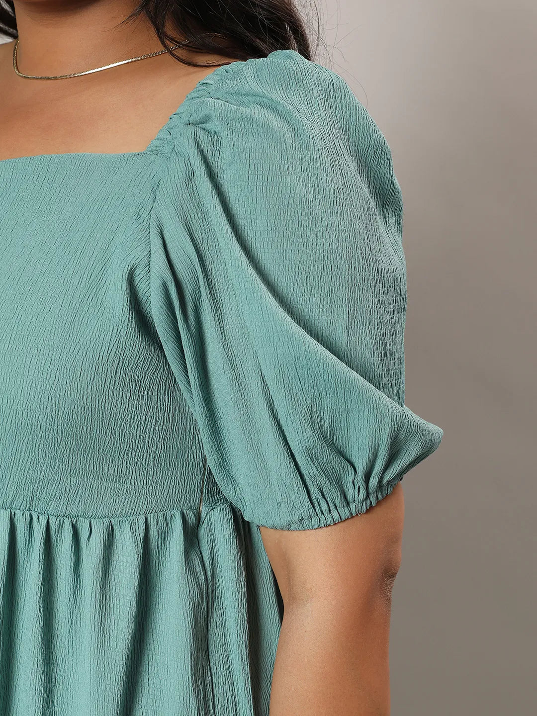 Sage Green Three-Tiered Midi Dress