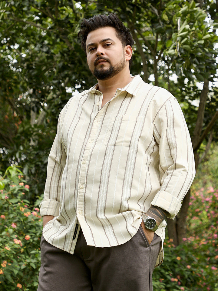 Shadow-Stripe Jacquard Shirt