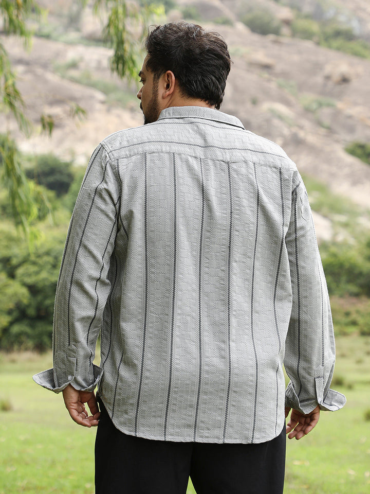 Geo-Stripe Jacquard Shirt