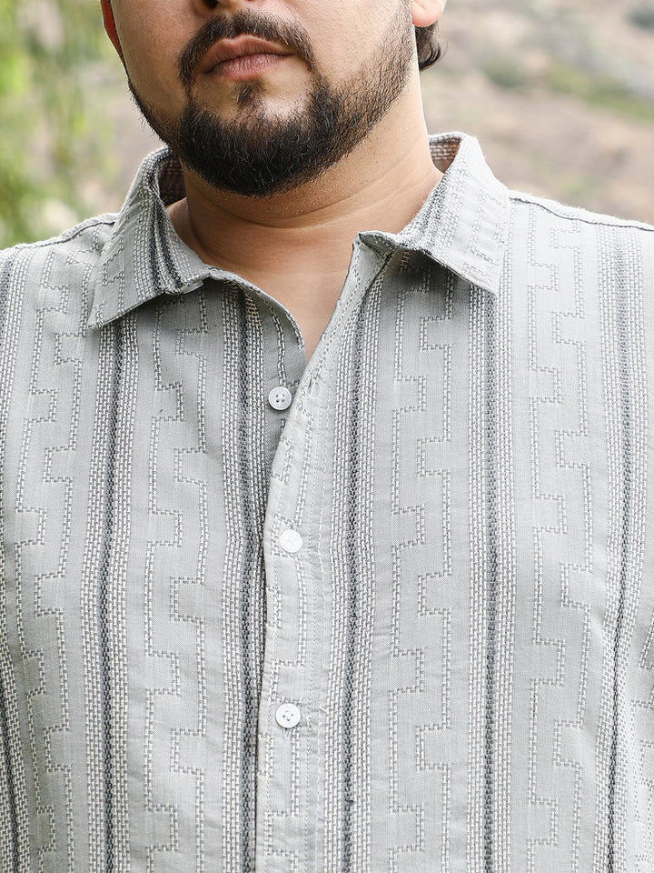 Geo-Stripe Jacquard Shirt