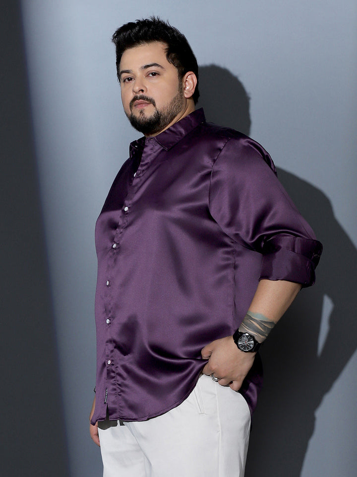 Solid-Satin Regular Shirt