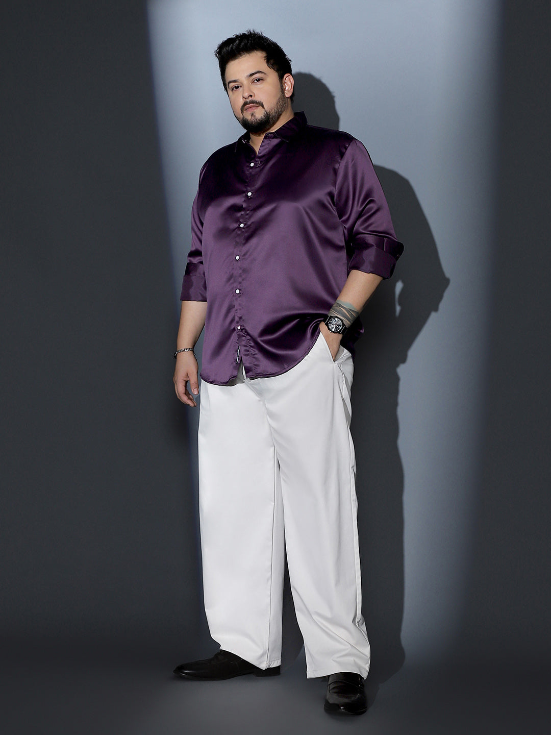 Solid-Satin Regular Shirt