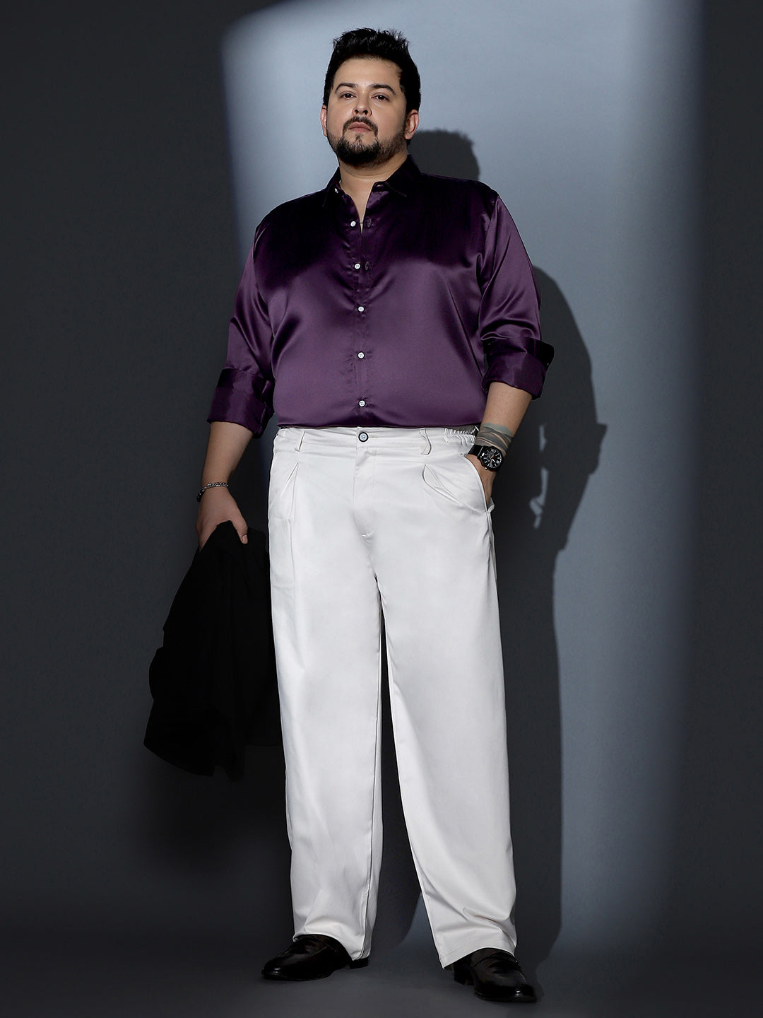 Solid-Satin Regular Shirt