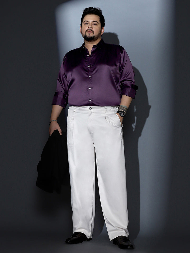 Solid-Satin Regular Shirt