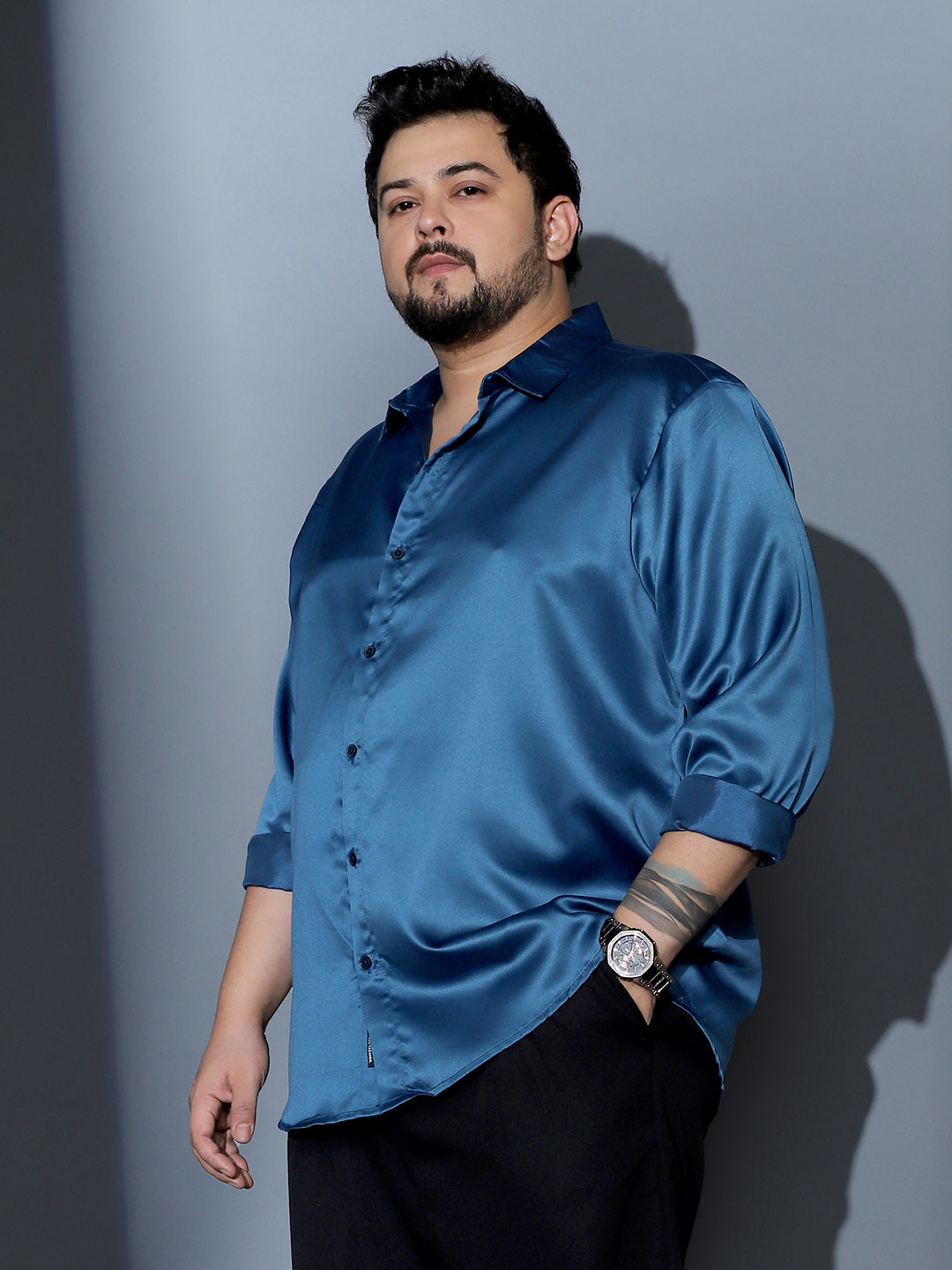 Solid-Satin Regular Shirt