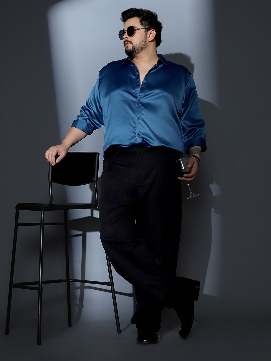 Solid-Satin Regular Shirt