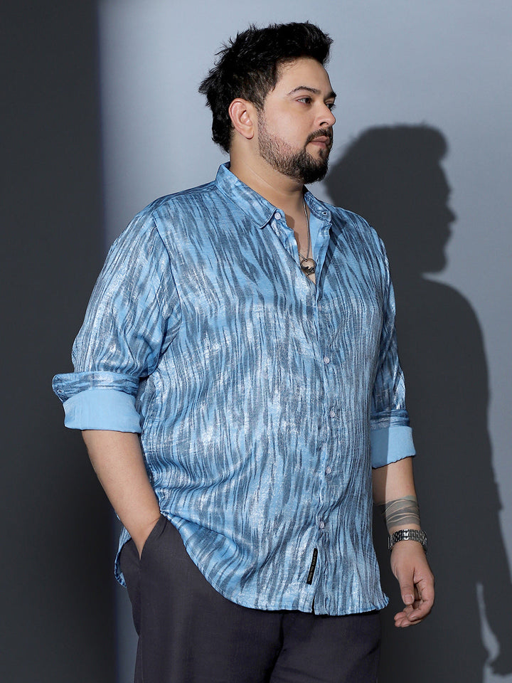 Contrast-Abstract Imprint Shirt