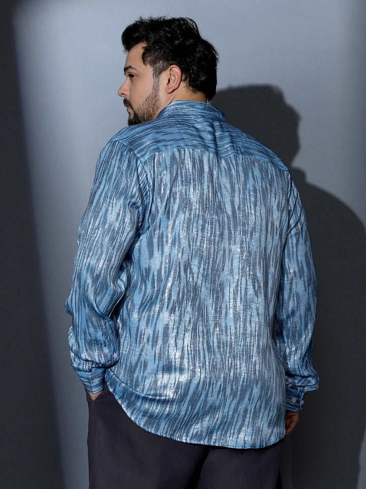 Contrast-Abstract Imprint Shirt