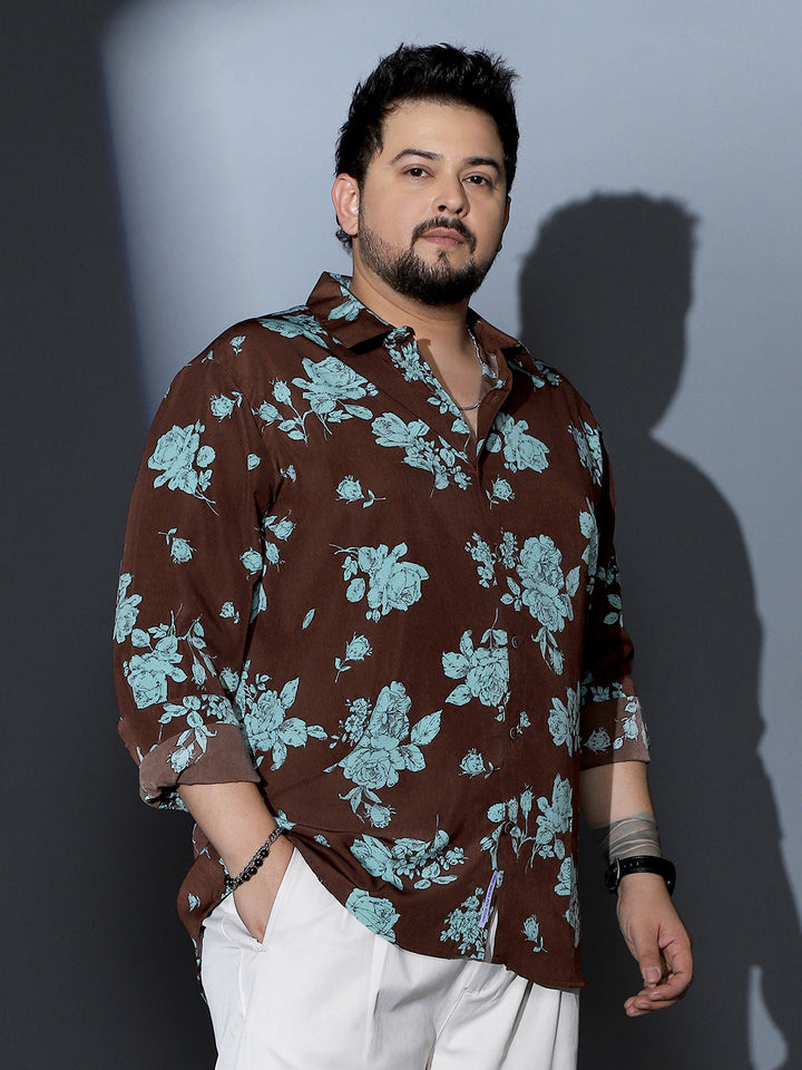 Contrast-Roses Imprint Shirt