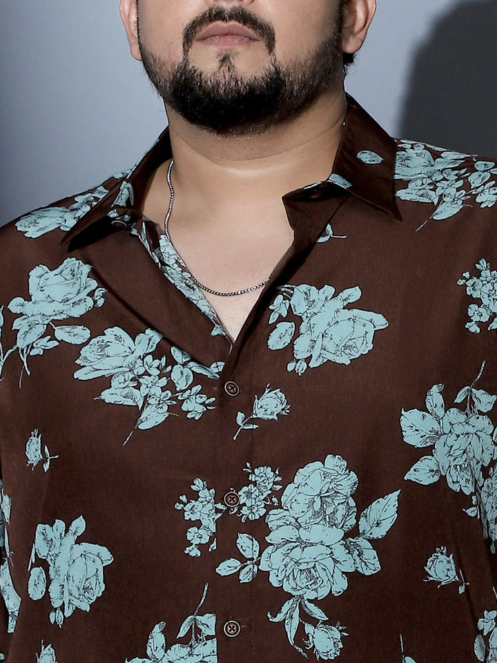 Contrast-Roses Imprint Shirt