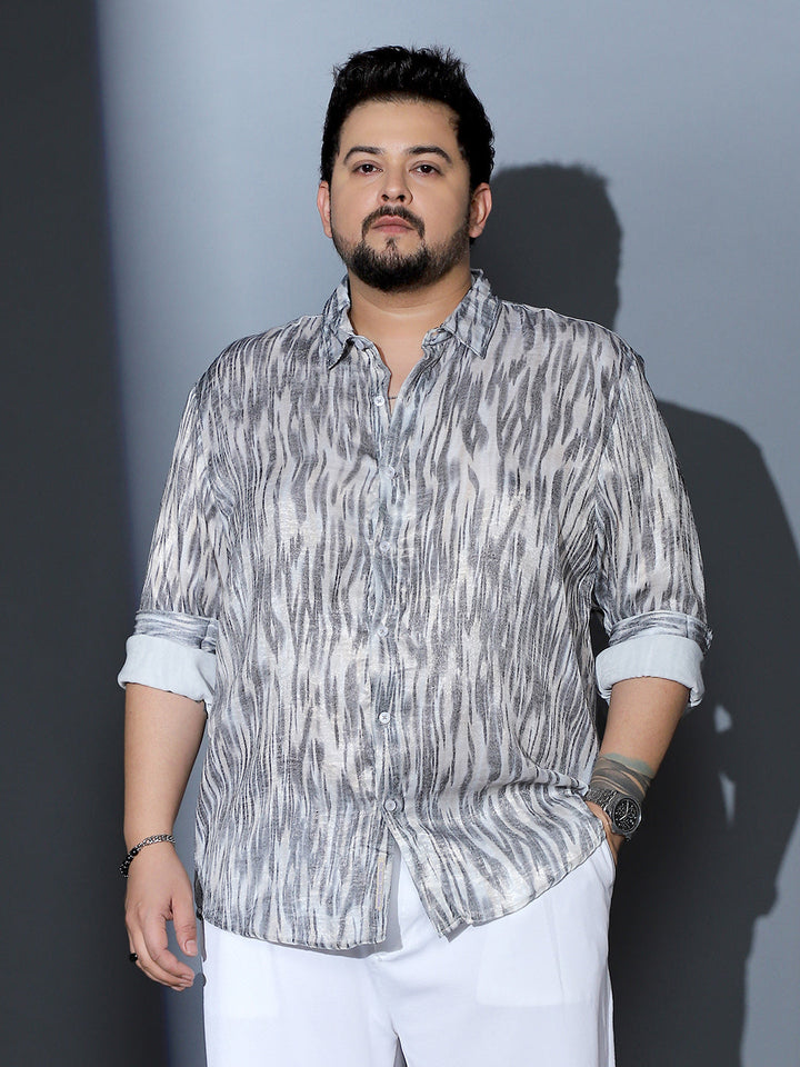 Contrast-Brush Imprint Shirt