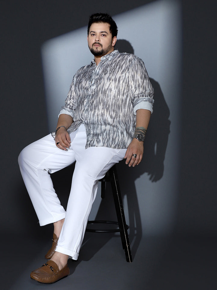 Contrast-Brush Imprint Shirt