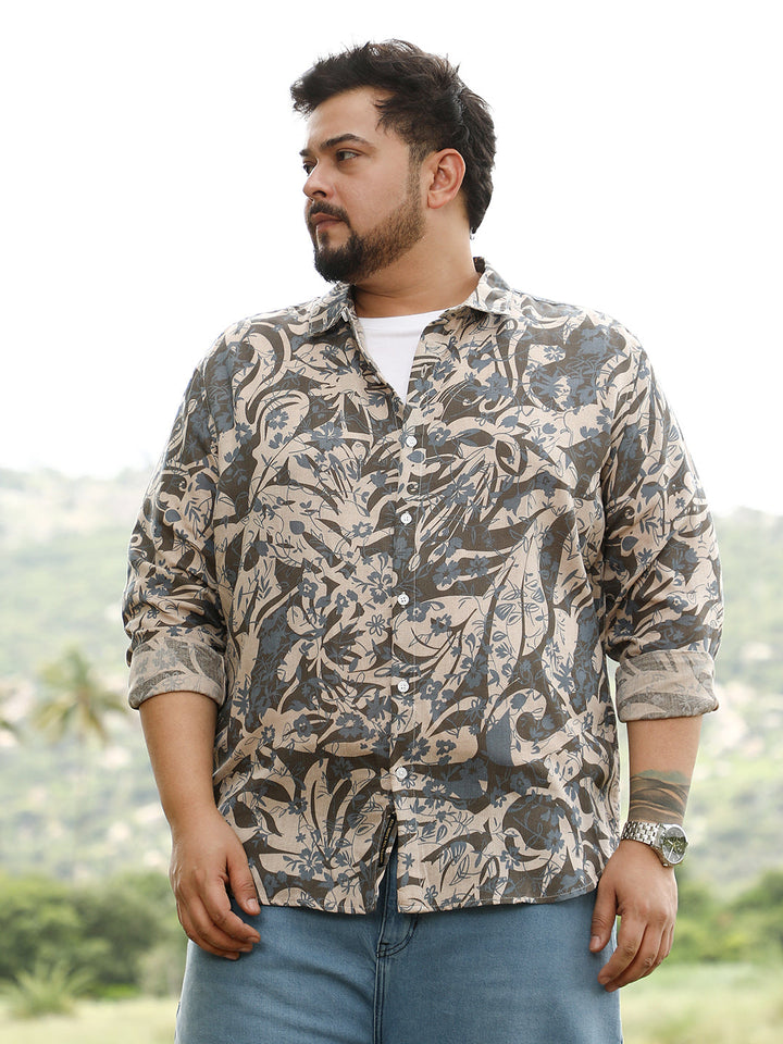 Floral-Block Jacquard Shirt