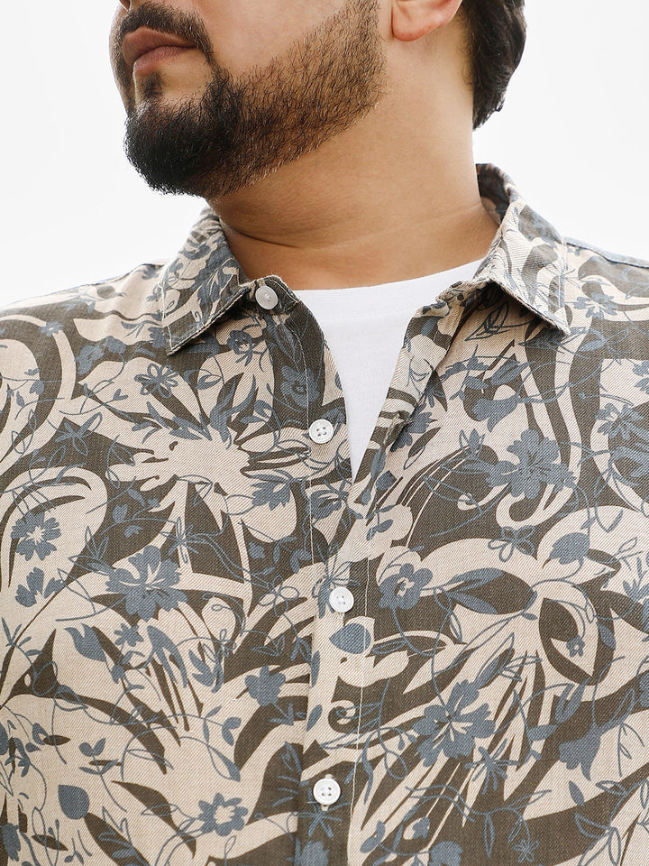 Floral-Block Jacquard Shirt