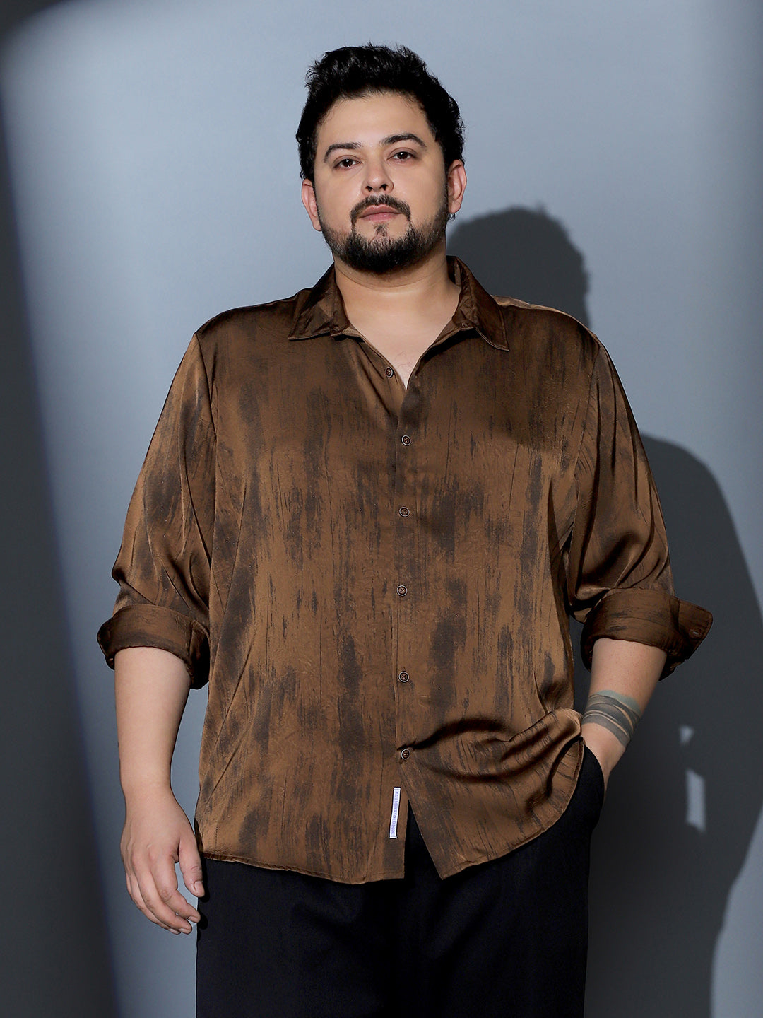 Gleaming-Grazed Satin Shirt