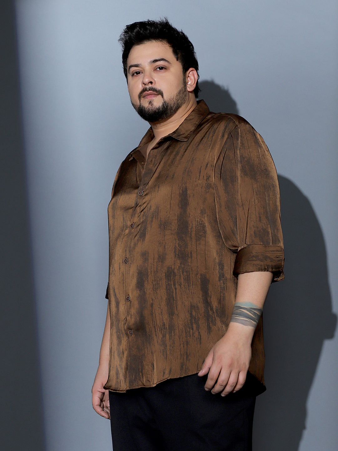 Gleaming-Grazed Satin Shirt