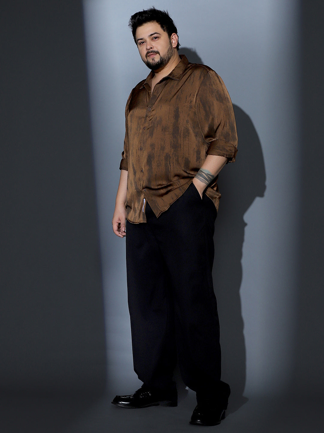 Gleaming-Grazed Satin Shirt