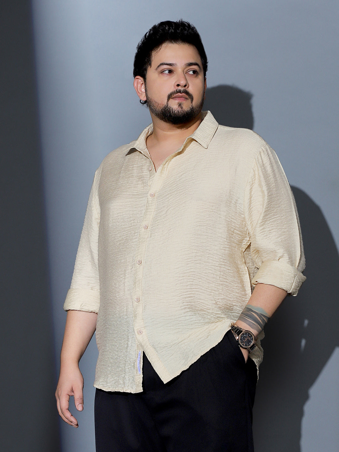 Solid Creased-Tactile Shirt
