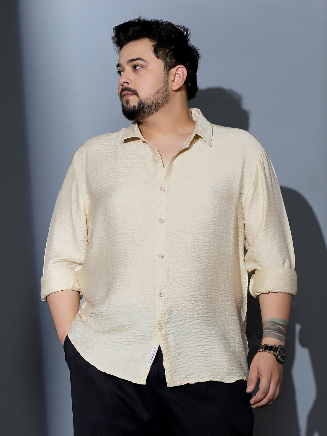 Solid Creased-Tactile Shirt