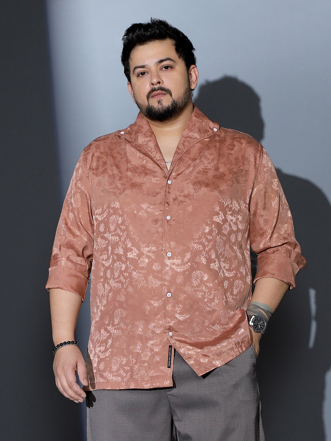 Flake-Jacquard Satin Shirt