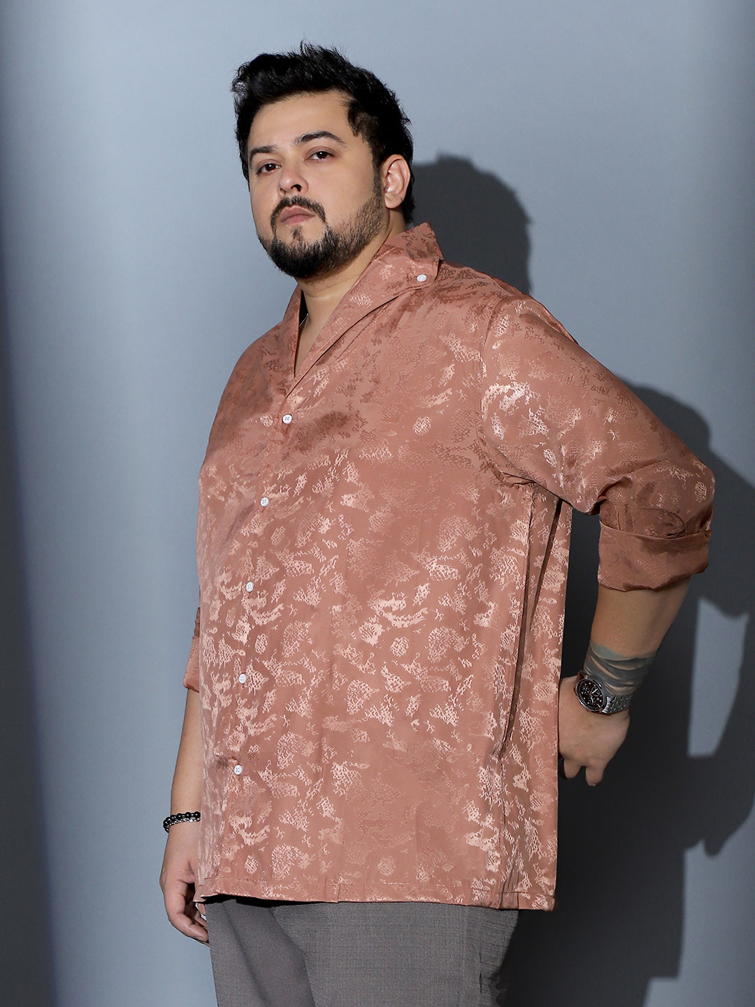 Flake-Jacquard Satin Shirt