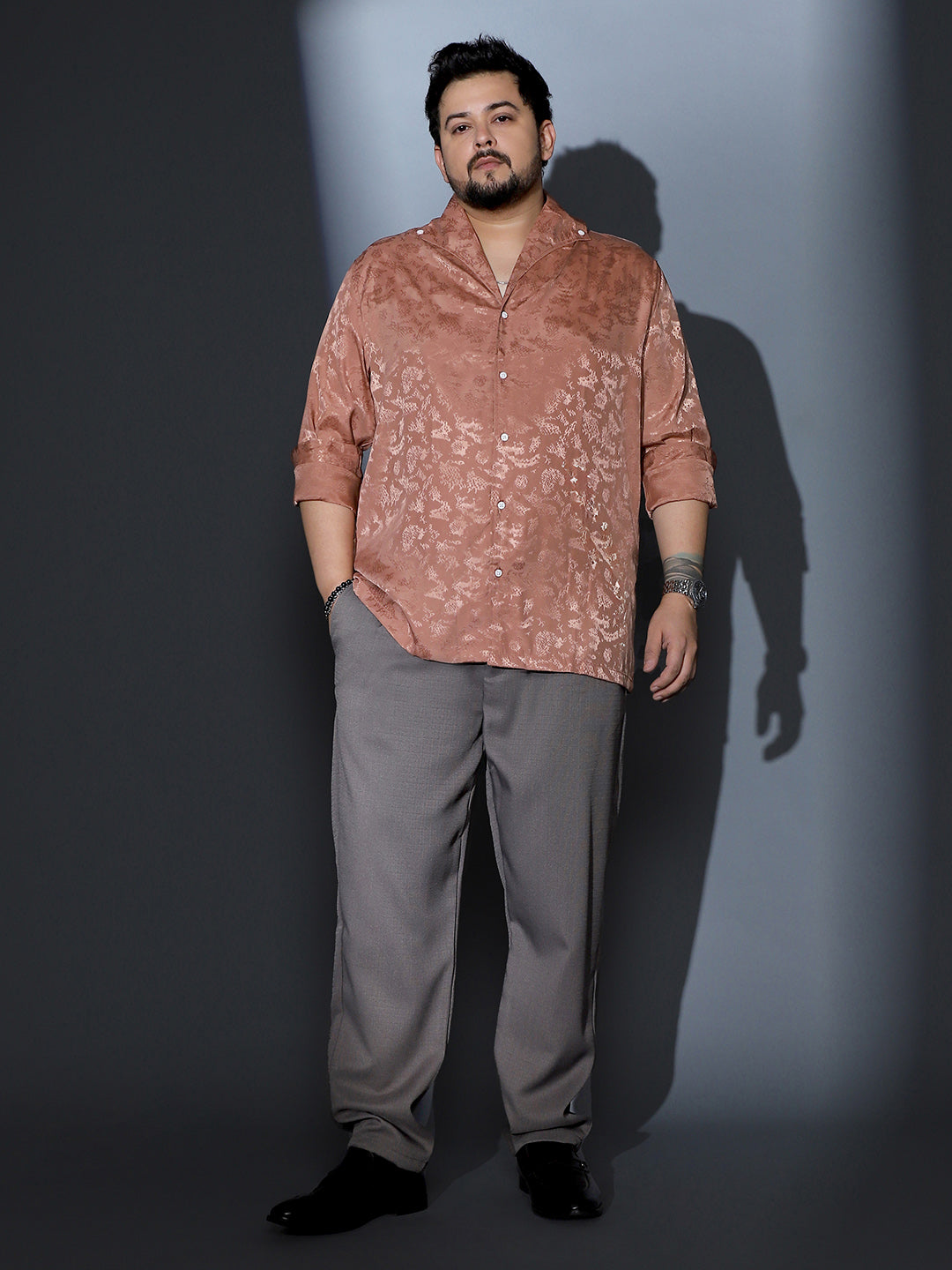 Flake-Jacquard Satin Shirt