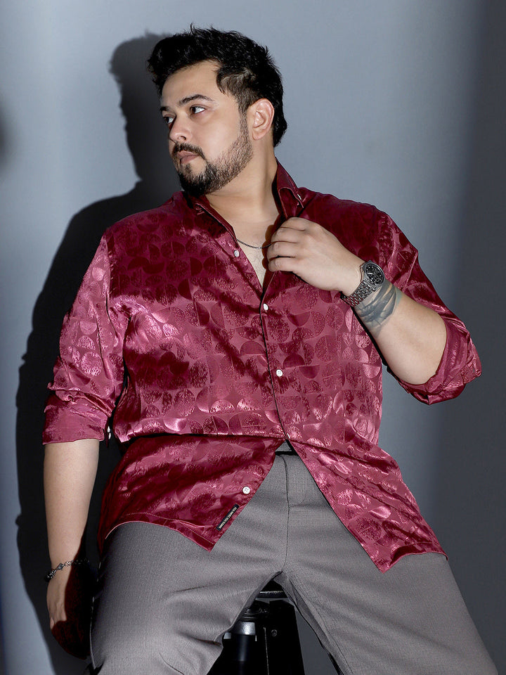 Semicurve-Jacquard Satin Shirt
