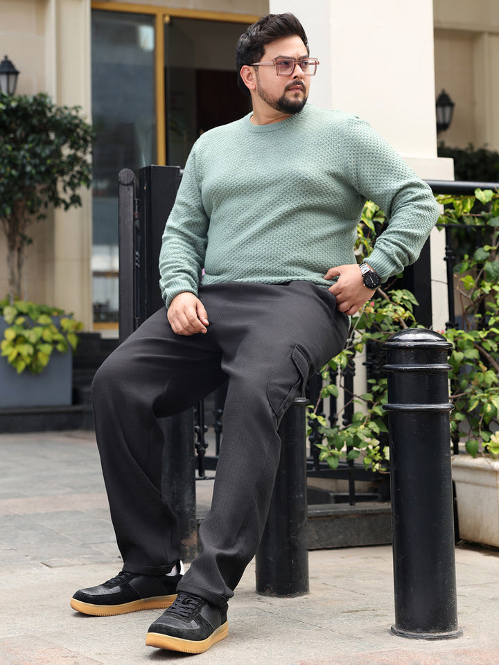 Pleated-Dobby Cargo Trousers