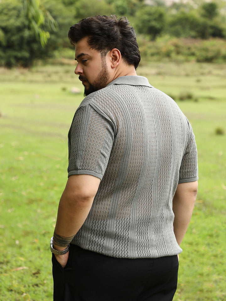 Brick-Textured Polo T-Shirt
