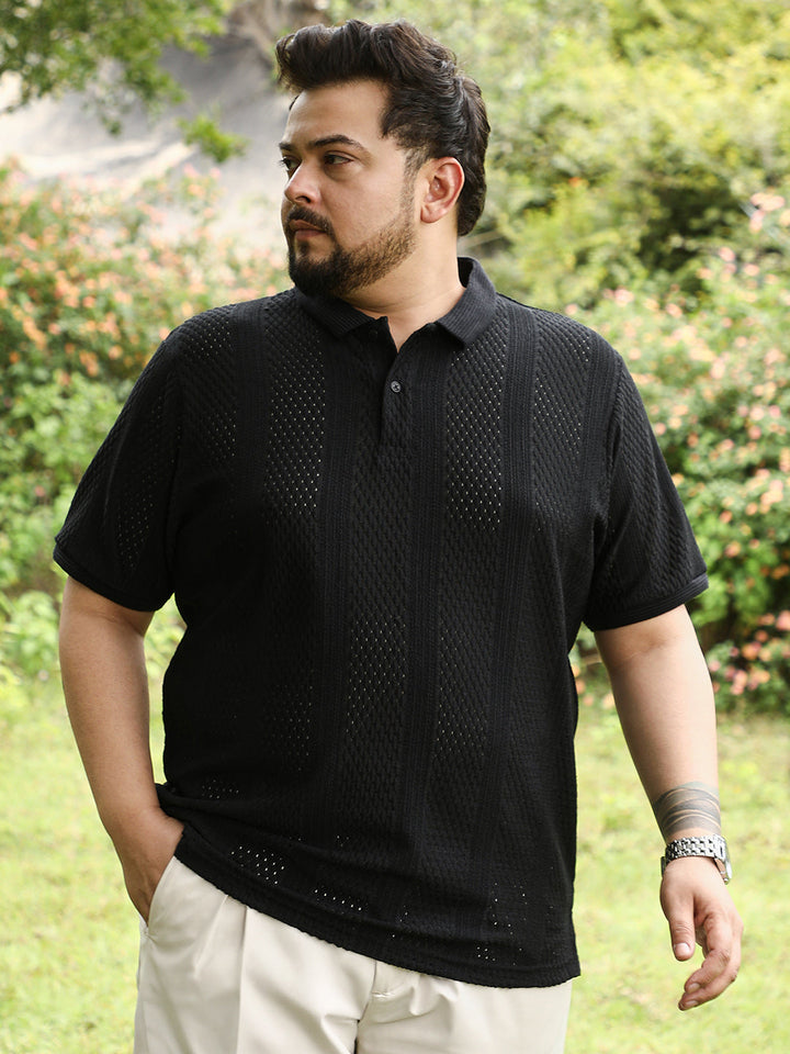 Marquise-Panel Jacquard Polo T-Shirt