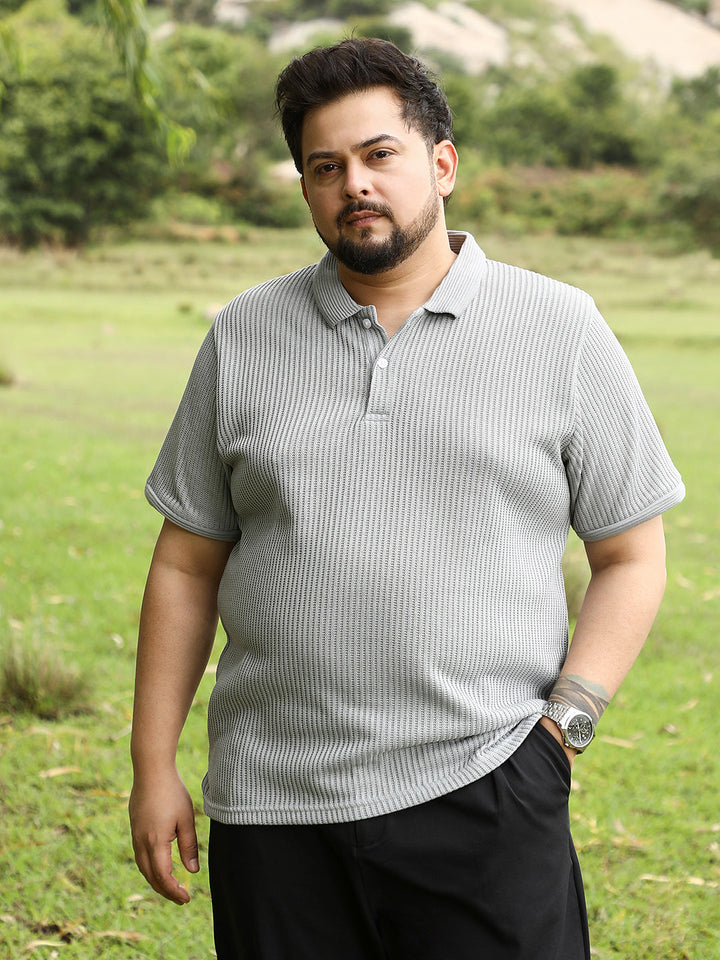 Solid Ribbed Polo T-Shirt