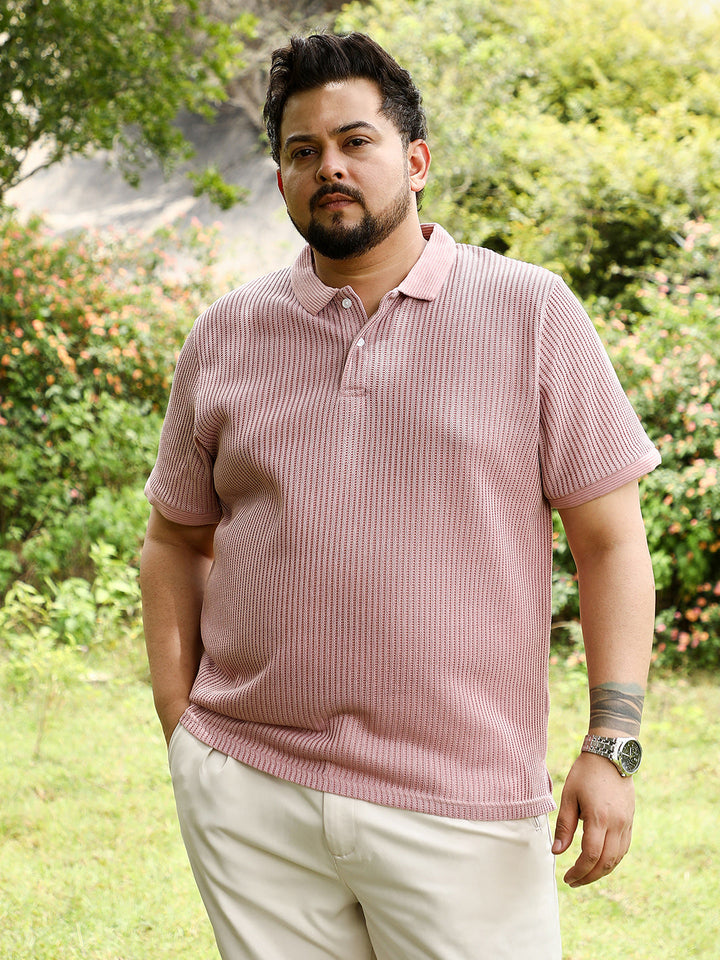 Solid Ribbed Polo T-Shirt