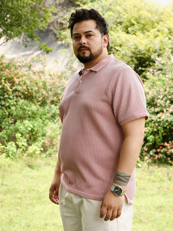 Solid Ribbed Polo T-Shirt