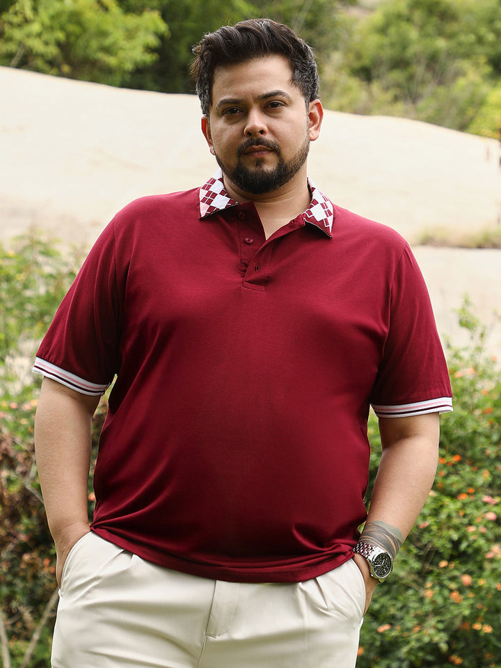 Block Argyle-Knit Polo T-Shirt